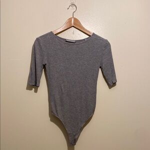 Vince Gray Fitted 3/4 Sleeve Bodysuit Size XS